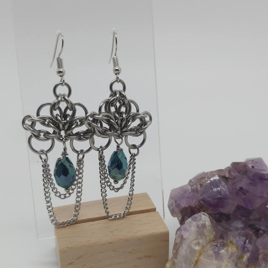 Enchantress Earrings made with stainless steel rings