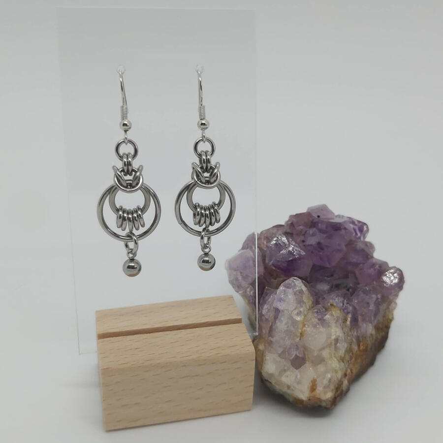 Spiked Byzantine Earrings made with stainless steel rings and spikes